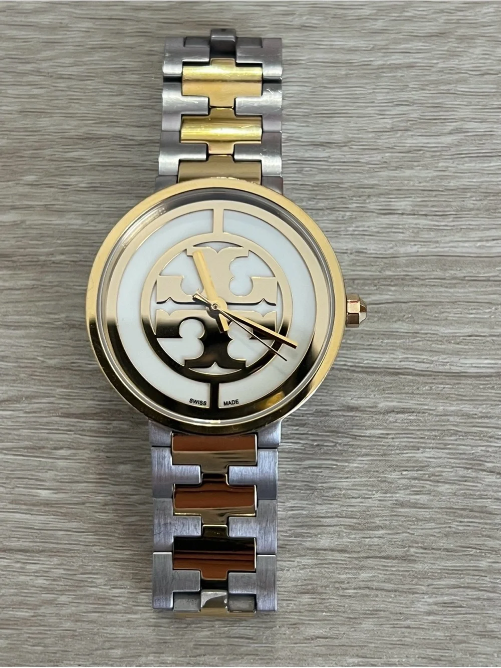 Tory Burch Two-Tone Gold and Silver Reva Bracelet Watch